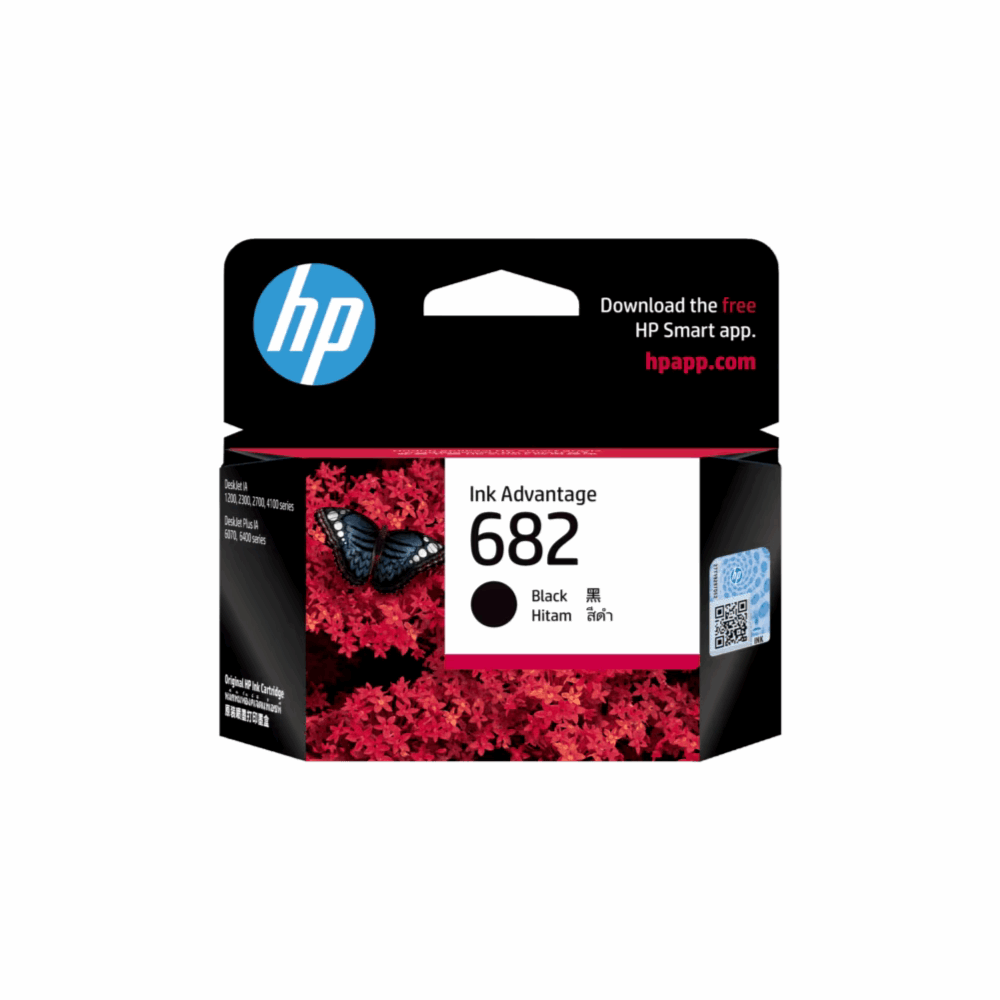 HP 682 Black Ink Cartridge 3YM77AA – For HP DeskJet & Ink Tank Printers - Front View